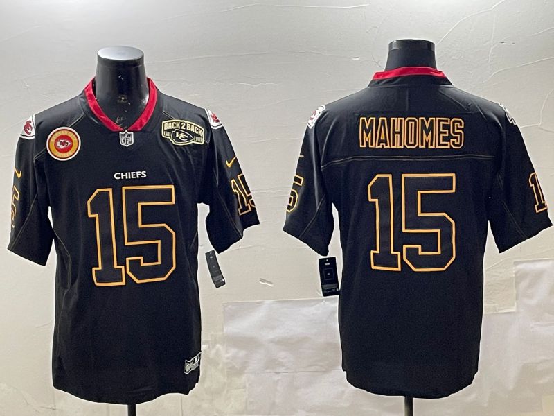 Men Kansas City Chiefs 15 Mahomes Black 2025 Nike Limited NFL Jersey style 6